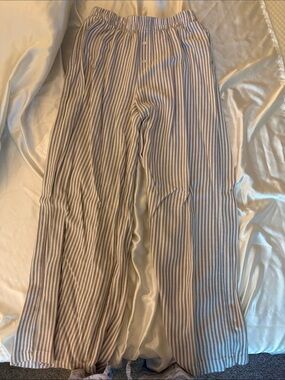Striped Lounge Pants - Beige and White